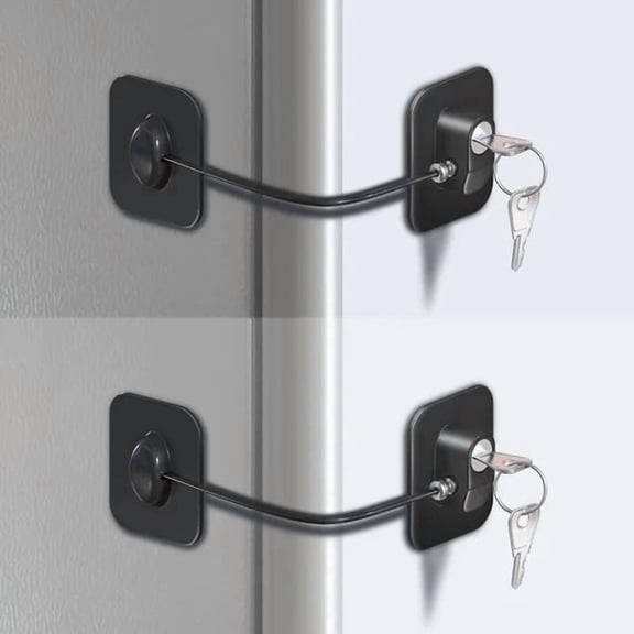 Refrigerator Lock, Fridge Lock for Adults, Multi-Purpose Safety Proofing Cabinet Lock with Key 2 pack(Black)