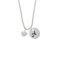 thumbnail image 2 of Delight Jewelry Silvertone Small 2-D Puffy Heart Silvertone Script Initial Disc - A - Charm Necklace, 20"+3", 2 of 4