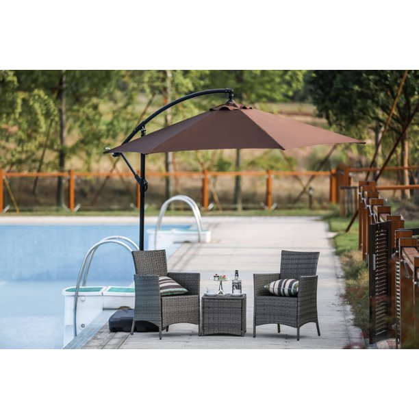 9 Ft Feet Outdoor Patio Cantilever Umbrella Brown Walmart Com Walmart Com