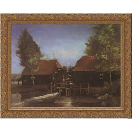 Watermill in Kollen, near Nuenen 24x20 Gold Ornate Wood Framed Canvas Art by Vincent van Gogh