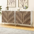 thumbnail image 3 of BELLEZE Accent Chest, Sideboard Buffet Cabinet with Doors & Shelves, Kitchen Storage Cabinet, Modern Accent Cabinet for Entryway, Living Room, or Bedroom, Storage Credenza - Harper (Rustic Oak), 3 of 7