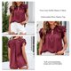 thumbnail image 5 of Blusa con mangas con volantes de color liso, blusa con escote en V y mangas con volantes para mujer, muy recomendada, 5 of 6