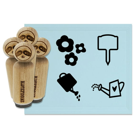 Gardening Watering Can Plant Flowers Marker Rubber Stamp Set for Scrapbooking Crafting Stamping - Mini 1/2 Inch