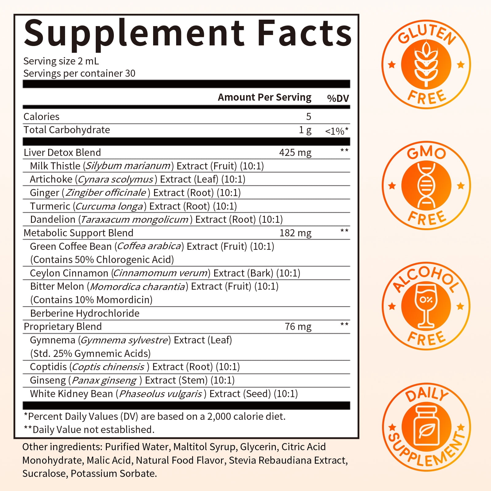 Berberine Liquid Drops with Ceylon Cinnamon, Bitter Melon, Ginger,Turmeric -Berberine Supplement - Pineapple Flavor - 2 FL OZ