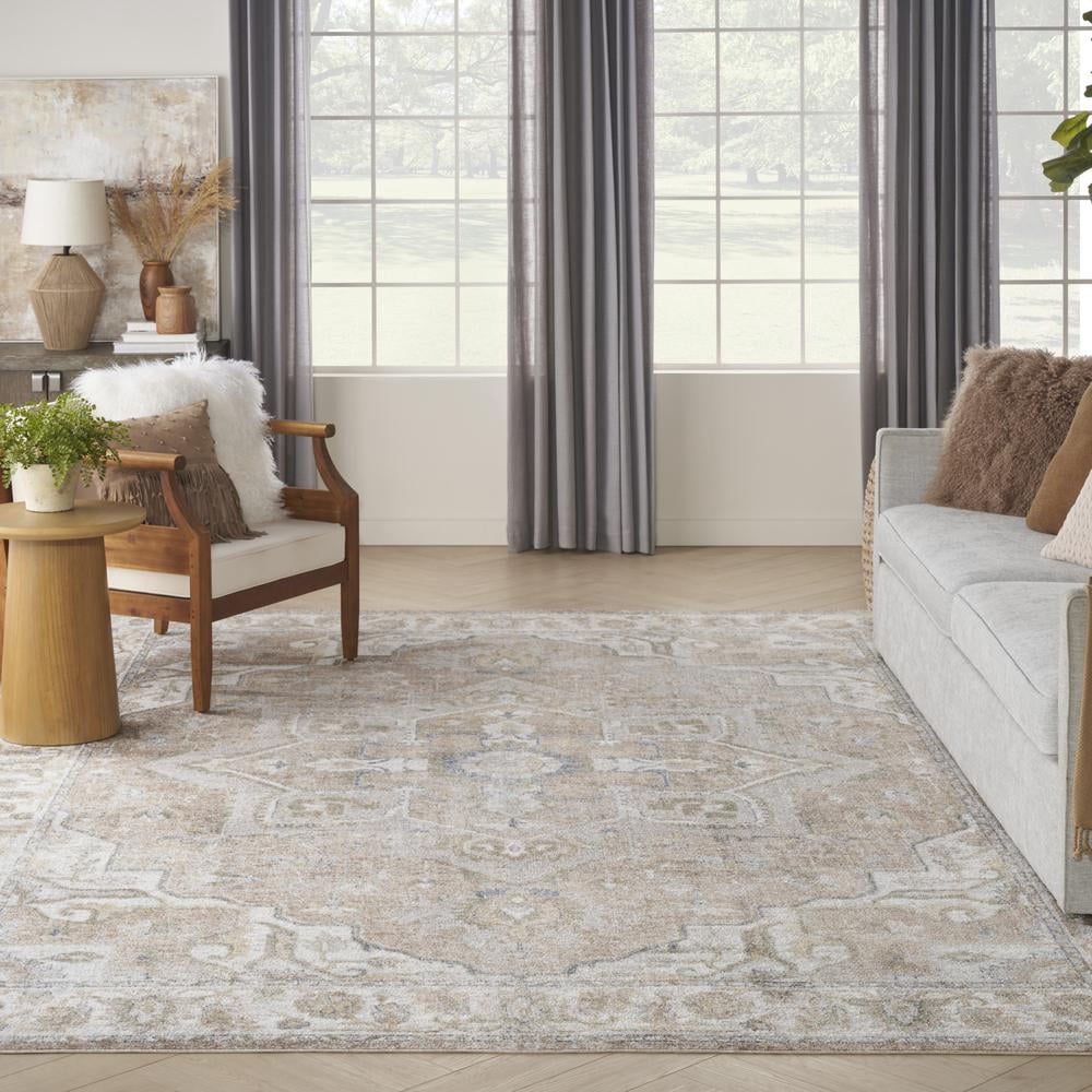 Nourison Astra Machine Washable Persian Beige 7'10" x 10' Area Rug (8x10)