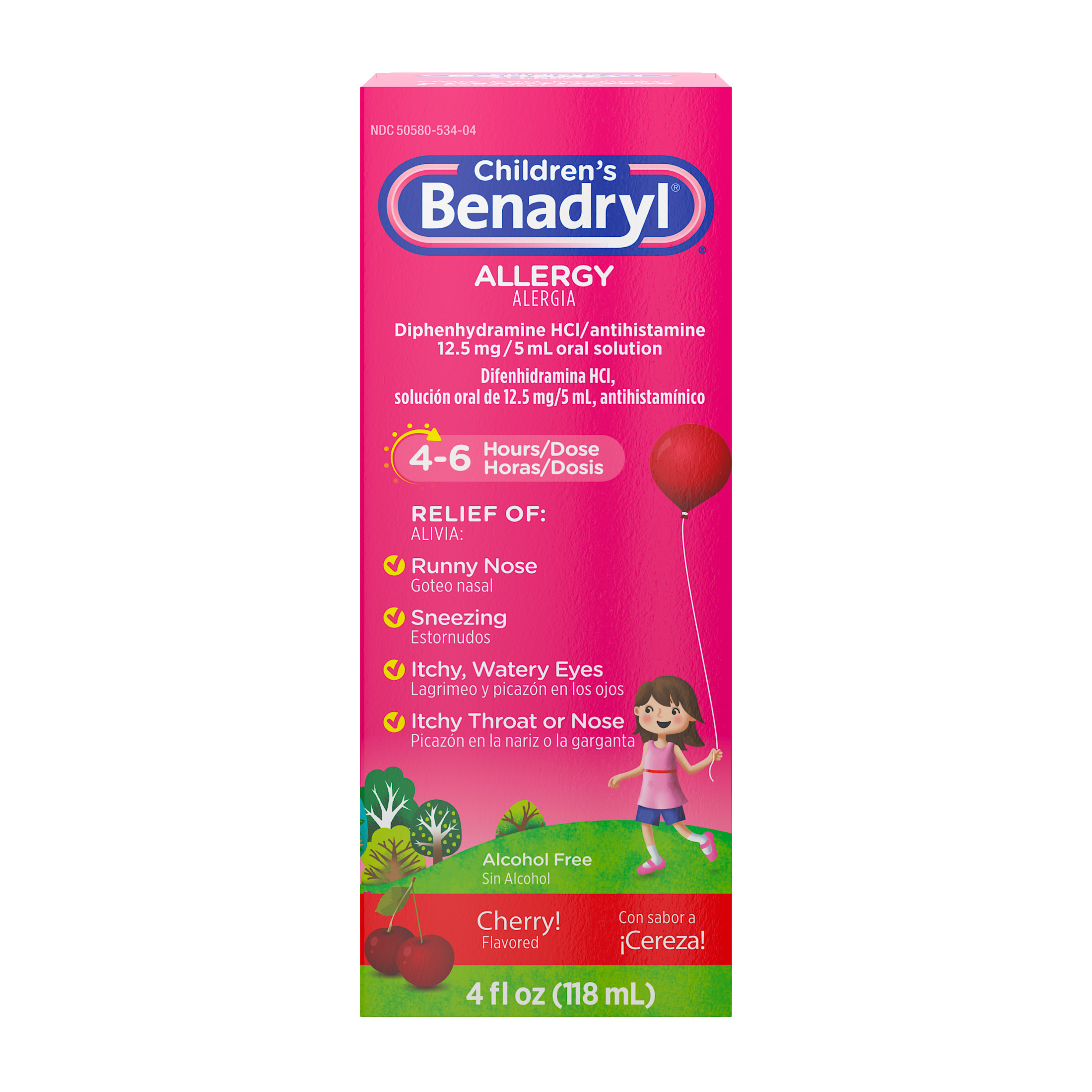 Children's Benadryl Allergy Relief Liquid, Cherry Flavor, 4 fl. oz