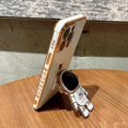 thumbnail image 3 of Compatible for iPhone 14 Pro Max 6.7 Inch 6D Plating Astronaut Hidden Stand Case, Cute Stand and Love-Heart Pattern Phone Case for Women Girls Men Soft TPU Shockproof Back Cover - White, 3 of 11