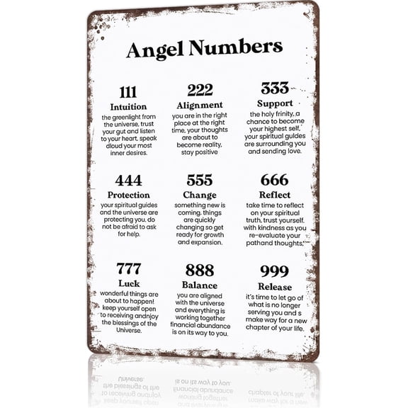 Vintage Metal Signs Angel Numbers Funny Wall Art Tin Poster For Man Cave Office Home Bedroom Decor 8x12inch