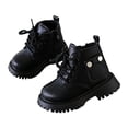 thumbnail image 3 of HAOTAGS Girls Martin Boots, Side Zipper Lace Up Soft Sole Non Slip Short Princess Boots for Kids Students Black Size 10 Little Kids, 3 of 7