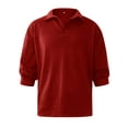 thumbnail image 2 of Daeful Mens T Shirts Lapel Neck Polo Shirt Long Sleeve Tee Tennis Athletic Casual Solid Color Tops Red M, 2 of 6