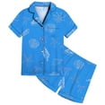 thumbnail image 1 of Girls Sleepwear Set Soft Satin Pajamas With Ocean Bow Print For Daily Casual Wear In Spring Summer Kids Ages 2 13, 1 of 4