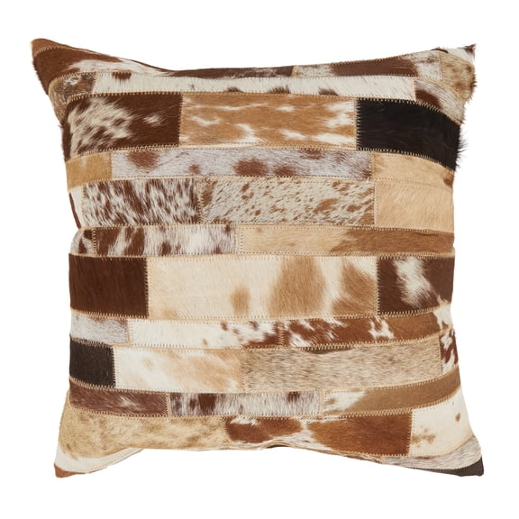 Saro Lifestyle Leather Hide Design Pillow Cover