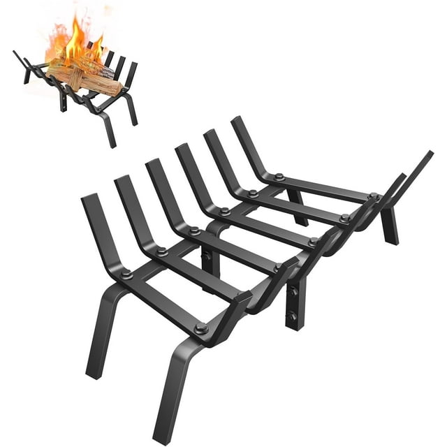 Grille de Foyer Porte-Bûches de Foyer Solide Robuste en Fonte Support de Combustion de Bûches de Bois Grilles de Feu pour l'Intérieur Accessoires de Foyer