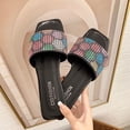 thumbnail image 2 of Juebong Sandals clearance Square Toe Women Flip Flops Crystal Jeweled Bling Sparkly Slippers Slip On Sandals Slides Casual Beach Shoes, 2 of 5
