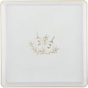 EcoQuality 10.75" inch Square Plastic Plates Heavy Duty Plastic Hanukkah Dinner Plates with Clear Gold Chanukah Design Hanukkah Party Disposable Charger Plate China Like Plastic Salad Plate (8 Pack)