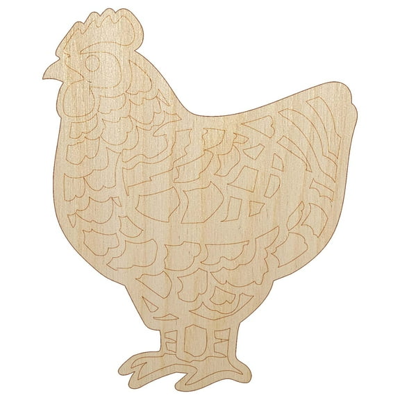 Barred Plymouth Rock Chicken Wood Shape Unfinished Piece Cutout Craft DIY Projects - 4.70 Inch Size - 1/8 Inch Thick