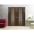 thumbnail image 3 of Sliding Closet Double Bi-fold Doors | Planum 1010 Chocolate Ash with Frosted Glass | Sturdy Tracks Moldings Trims Hardware Set | Wood Solid Bedroom Wardrobe Doors, 3 of 5