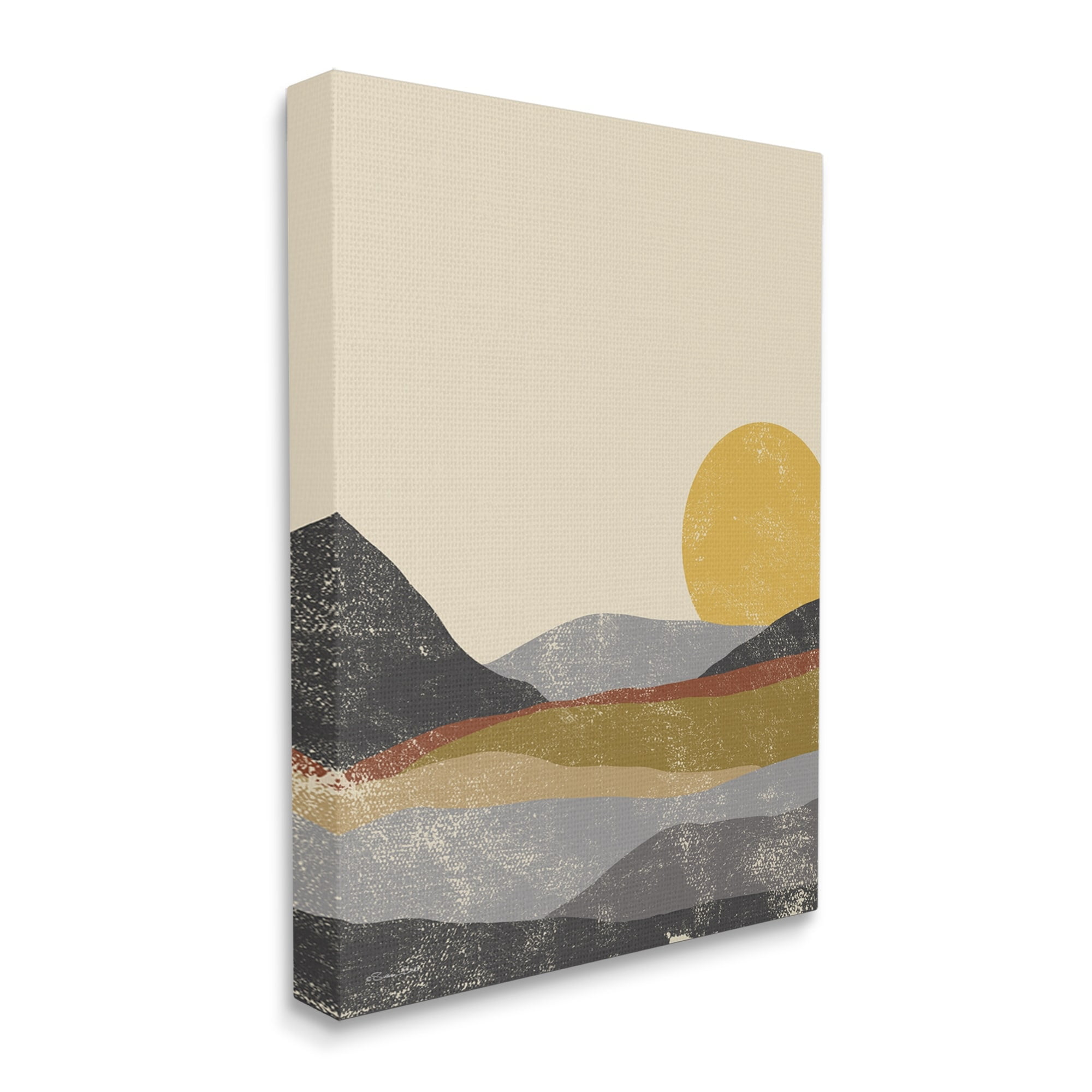 Sunrise Cliffs Modern Blocked Landscape Grunge Pattern 16" x 20" Framed Painting Canvas Art Print, by Stupell Home Décor