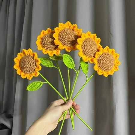 

VECPIO Handcrafted Sunflower Yarn Bouquet - Diy Crochet Kit For All Seasons Yellow