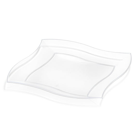 Smarty 10" Clear Square Wave Disposable Plastic Dinner Plates 120ct