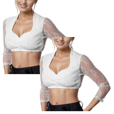 Kcodviy 2Pcs Women 1Pc Underwire Lingerie Summer Crop Tops For Women Lace Vest Women'S Elegant Womens Tube Tops Dirndl Blouse Black Dirndl Tube Top And Shorts Set Blouse Lace Blouse For Oktoberfe