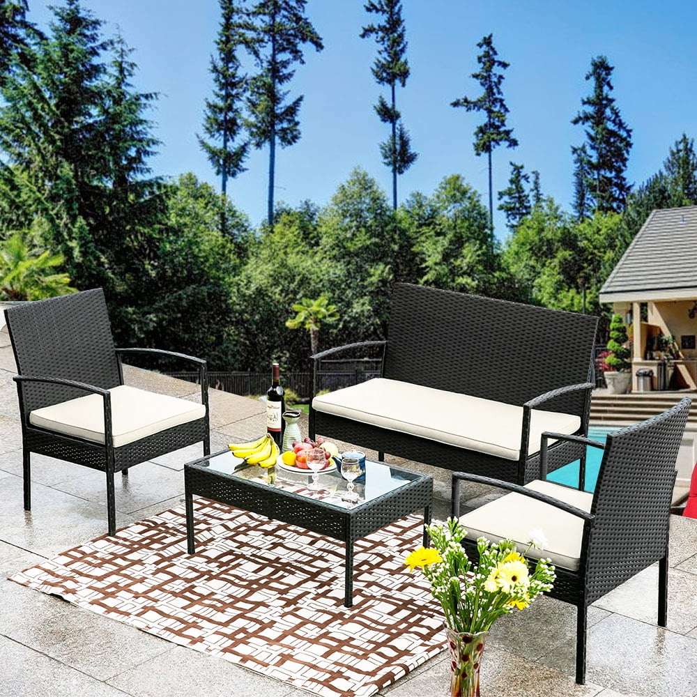 4 Pieces Outdoor Furniture On Clearance Sofa Wicker