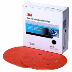 

2PC 3M 3M - 01142 - Red Abrasive Hookit Disc Dust Free 6 in P220