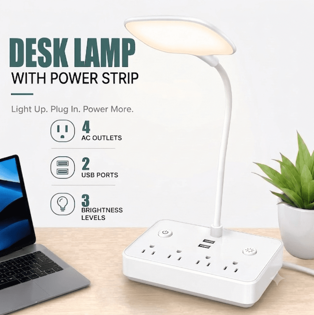 Bohashin LED Desk Lamp with USB Charging Ports photo 1