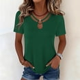 thumbnail image 2 of Edvintorg Womens Trendy Clothes Plus Size Lightweight Keyhole Neck Short Sleeve Cut Out Casual Shirts Women's Tops, Tees & Blouses Green M, 2 of 6