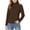 Brown, variant on Full-Zip Fleece Jackets for Women No Hood, Long Sleeve Stand Up Collar Winter Casual Fuzzy Coat with Pockets (XL, Brown)