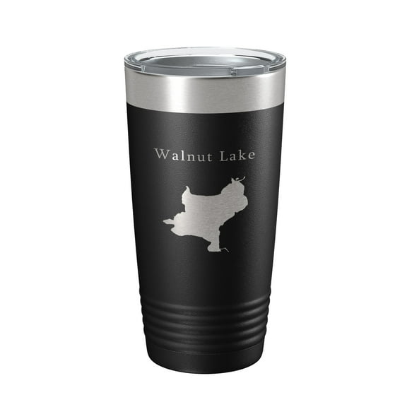 Walnut Lake Map Tumbler Travel Mug Insulated Laser Engraved Coffee Cup Michigan 20 oz Black