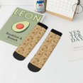 thumbnail image 7 of Rateoe Brown Flowers Pattern Quarter Crew Socks,Toe Seamed Ankle Socks,Cotton Cushioned Breathable Athletic Crew Sports Socks, 7 of 7