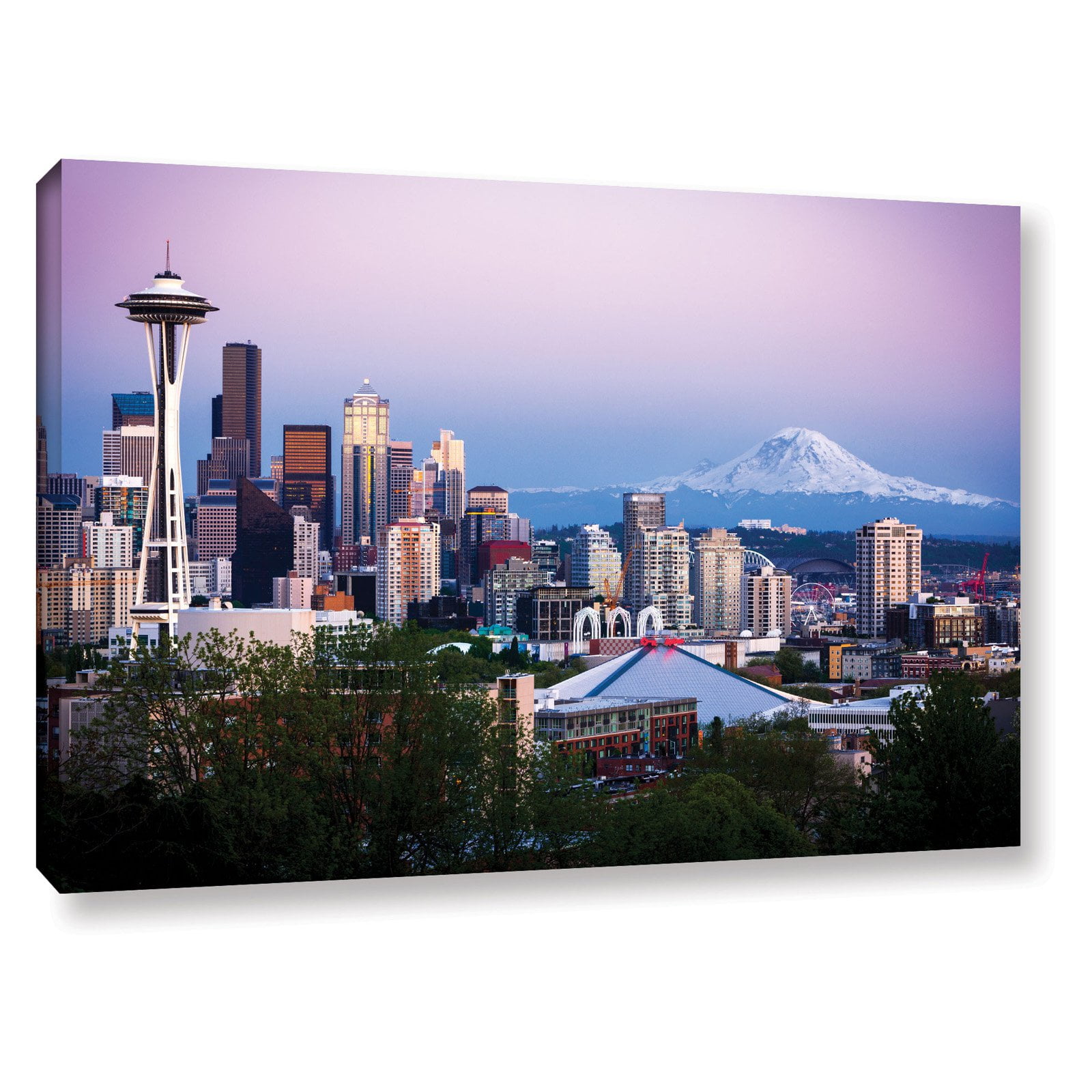 Cody York "Seattle And Mt. Rainier 2" Floater Framed Gallery-Wrapped Canvas