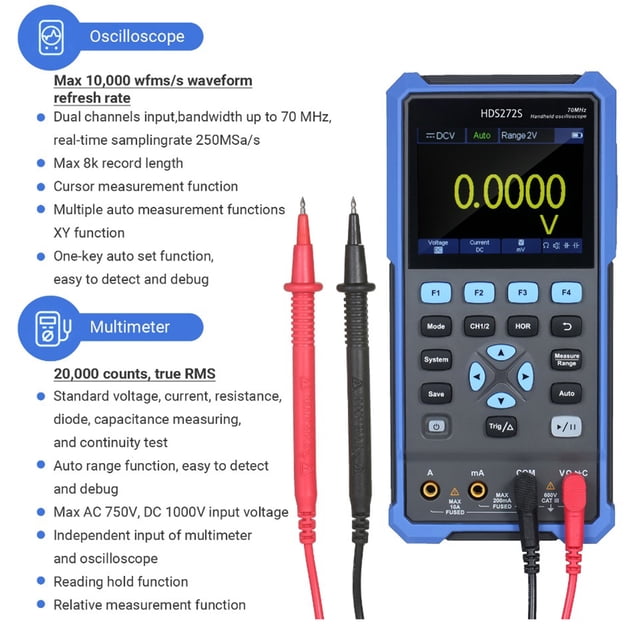 Osciloscopio Digital Portátil VoborMX HDS272S 3 en 1 70MHz