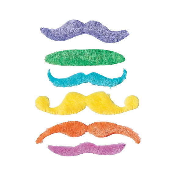Adhesive Neon Mustaches (12Pc) - Party Wear - 12 Pieces