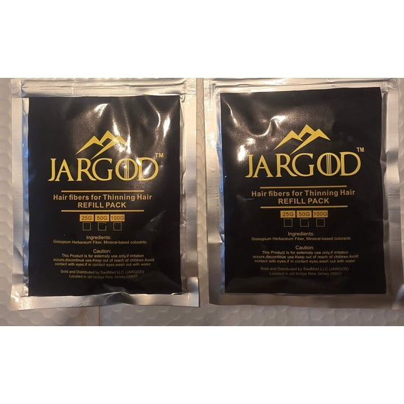 2 Pack Black Hair Building Fibers Refill Bag 50grams/1.76oz Each Refill Bag by Jargod