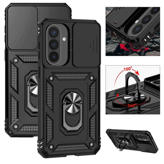 FIEWESEY for Samsung Galaxy A57 5G Case Built-in Slide Camera Cover & Kickstand Heavy Duty Protection Shockproof Phone Case for Samsung Galaxy A57 5G 6.7 inch ,Black