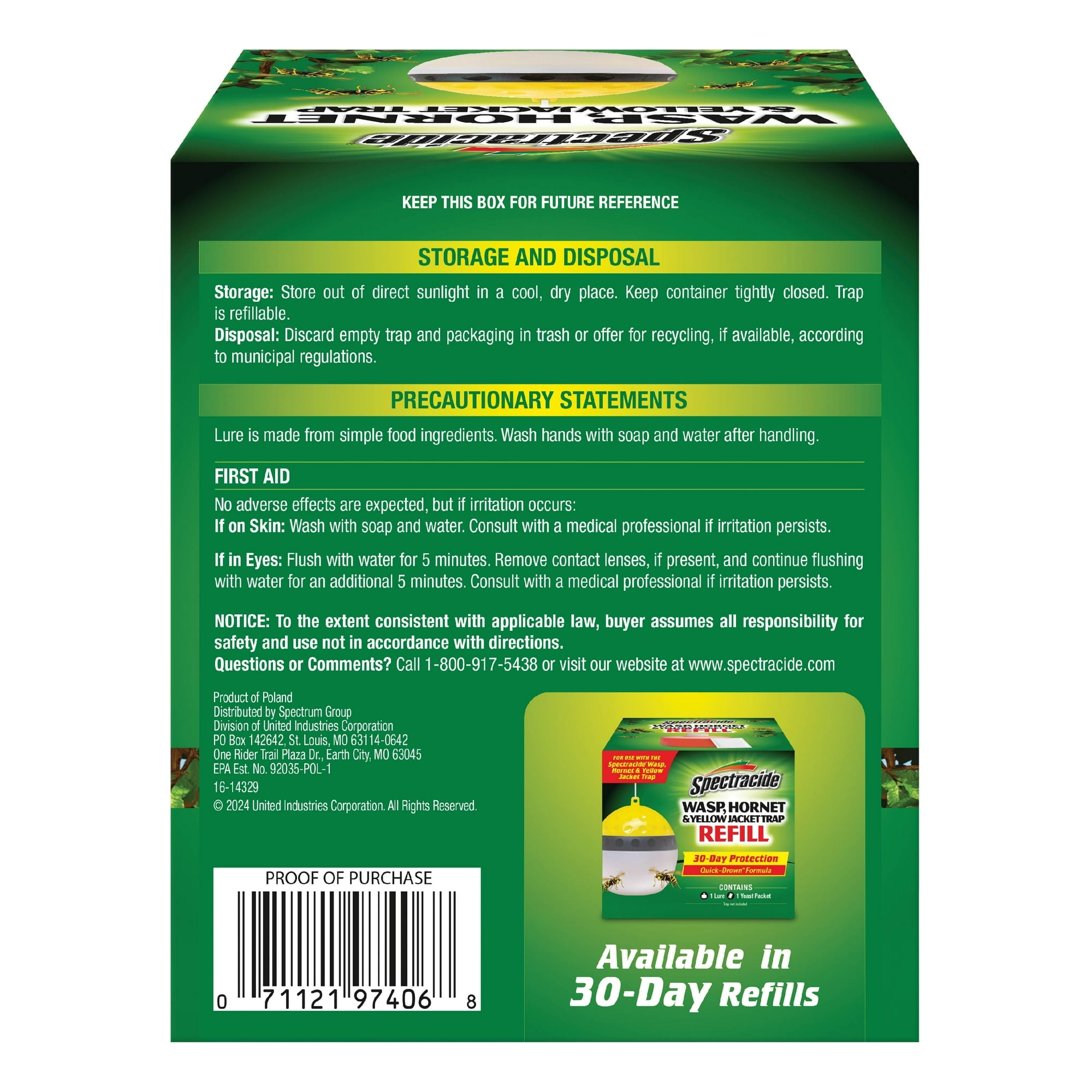 Spectracide Wasp, Hornet and Yellowjacket Trap, Quick-Drown Formula, 1 Count - 2 Box