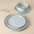 thumbnail image 4 of Famiware Nebula Stoneware Dinnerware Sets, 12-Piece Dish Set, Light Blue with Brown Rim, 4 of 7