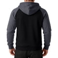 thumbnail image 6 of LTTVQM Autumn Mens Hoodie Classic Contrast Zip Hoodie Soft Fleece Relaxed Fit Everyday Layering Jacket Black 2XL, 6 of 8