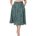 thumbnail image 2 of DARING DIVA Women's Plus Pleated High Waist Midi Casual Floral Skirt 3XL Dark Green, 2 of 6