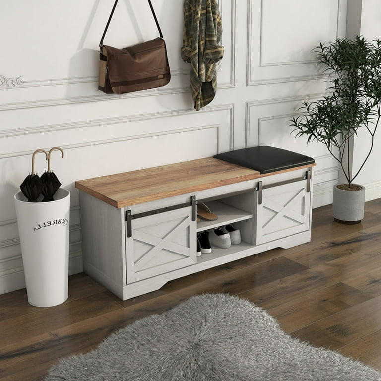 Entryway bench with barn doors online