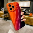 thumbnail image 4 of Compatible with iPhone 15 Pro Max Water Ripple Case, Cute Gradient Color Aesthetic Wave Shape Soft Camera Protective Phone case for iPhone 15 Pro Max Women Girls Orange Black, 4 of 12