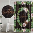 thumbnail image 5 of Spring Botanical Shower Curtain, Waterproof Shower Curtains for Bathroom, Garden Birds Floral Leaves Brown Wood Washable Fabric Bathtub Curtain Set Bath Decor with 12 Hooks Extra Long 72"x96", 5 of 8