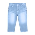 thumbnail image 5 of Purcolt Faux Denim Capri Pants for Women High Waisted Stretchy Jean Capris Pull on Jeggings Casual Denim Capri Leggings, 5 of 5