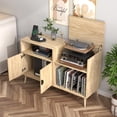 thumbnail image 6 of Record Player Stand, Vinyl Record Storage Cabinet with Charging Station, Turntable Stand with Record Storage for Living Room, Wood, 6 of 7