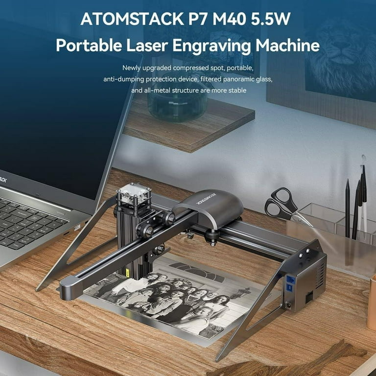 Atomstack P7 M40 5.5W Portable Laser Engraver Cutter, Compressed Spot, Focus Free, 200*200mm