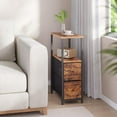 thumbnail image 5 of Small Narrow End Table, Set of 2, Side Table, Nightstand with 2 Cloth Drawers, Couch Table, for Living Room, Bedroom, Bedside, Brown, 5 of 16