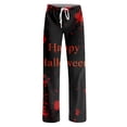 thumbnail image 4 of Halloween Pajama Pants Women Cute Halloween Party Graphic Casual Lounge Pj Bottoms Elastic Waist Drawstring Trendy Sleep Bottoms Deep Red M, 4 of 5
