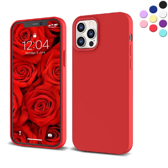 Entronix Funda de Silicona para iPhone 12 Pro Max, Suave Al Tacto, Antiarañazos y Antigolpes, Color Rojo